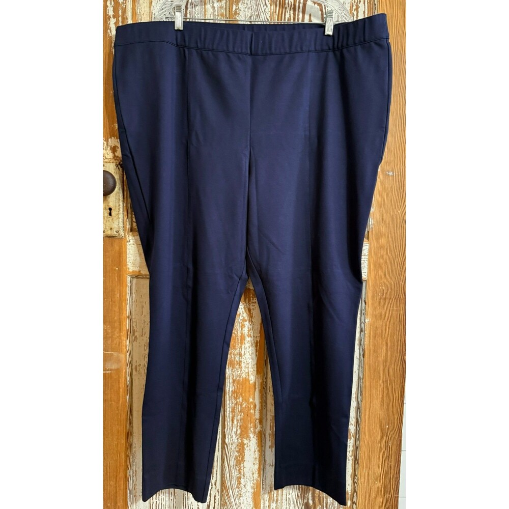 Colleen Lopez Skinny Ponte W/ Power Mesh Panel Pants - Navy - Size 3X (24W-26W)